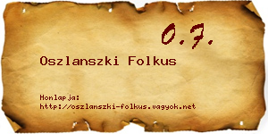 Oszlanszki Folkus névjegykártya